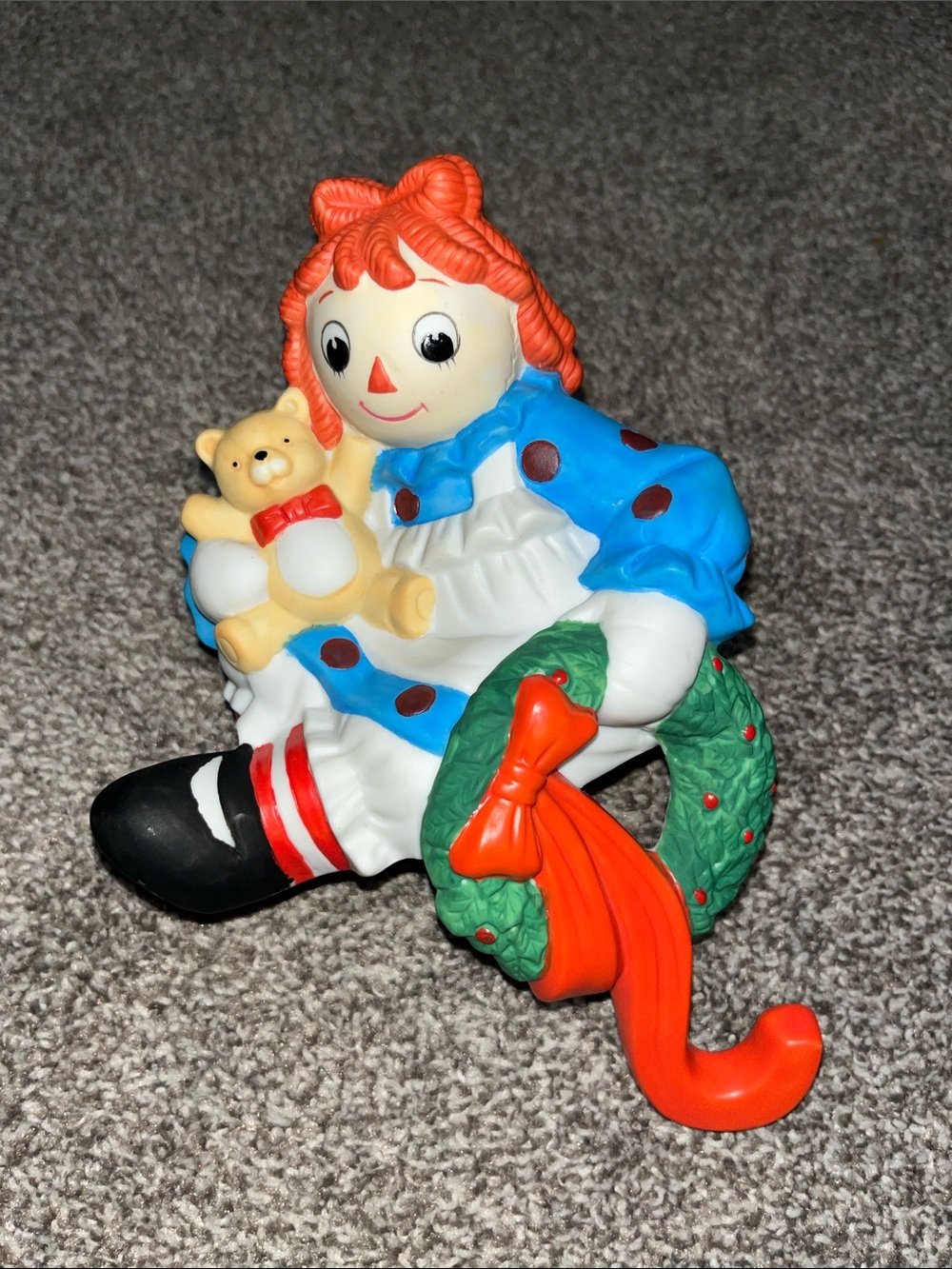 Vintage Flambro 4567 4568 Raggedy Ann Andy Christmas Stocking Mantle Figurines - Picture 3 of 15